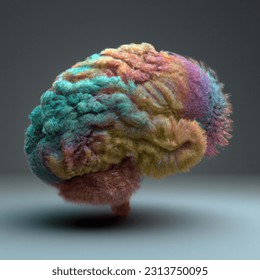 Fluffy 3D image of artificial intelligence brain