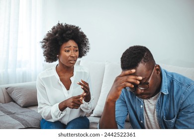 Frustrated couple arguing and having marriage problems. Couples who are fighting Disappointed in love. Concept for divorce. Couple not speaking to each other Arkistovalokuva