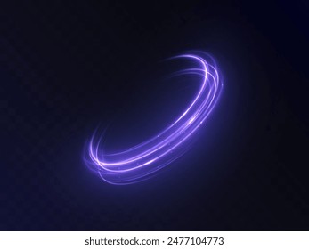 Glowing purple swirl PNG of bright lines. Abstract light effect for game design and vector illustration. ภาพถ่ายสต็อก