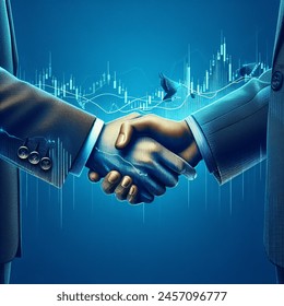 hands shaking hands blue background business