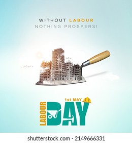 Happy Labour Day. Celebrating May Day with the concept of construction building Stock Photo