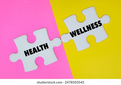 HEALTH, WELLNESS word alphabet letters on puzzle Foto stock