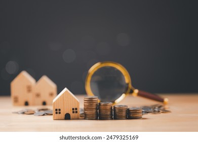 Housing finance merged business acumen with investment savvy, where securing a mortgage loan for a property transforms money and coin into a solid home investment concept., fotografie de stoc