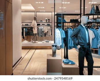 Редакционная стоковая фотография: Jakarta, Indonesia - June 21, 2024: View of a retail display or storefront of a luxury fashion store in a mall in Jakarta.
