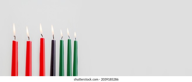 Kwanzaa banner with candles and copy space. : stockfoto