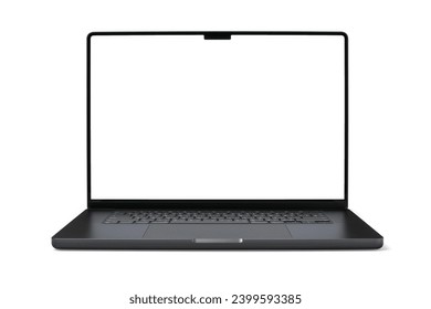 Laptop or notebook space black with blank screen isolated with clipping path on transparent background. Adlı Stok Fotoğraf