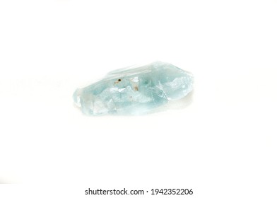 light blue beryl jewel cut crystal on a white background Stock-foto