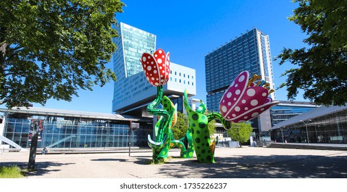 Lille, France - May 18, 2020 : Lille is World Design Capital 2020. The Tulips of Shangri-La have become one of the symbols of Lille since Lille2004 European Capital of Culture. Redaktionellt stockfoto