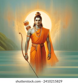Lord Rama in orange dhoti 
