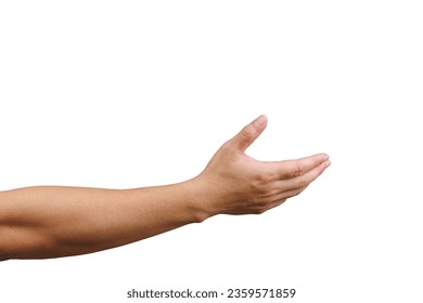 Man hand with palm open up isolated in white background. Reaching for help and assist gesture concept. – Ảnh có sẵn