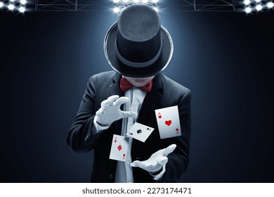 Magician hands showing magic trick ภาพถ่ายสต็อก