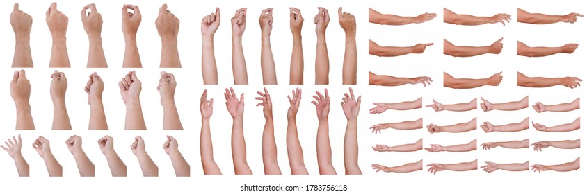  Male asian hand gestures isolated over the white background. Grab Round Thing with five fingers Action. – Ảnh có sẵn