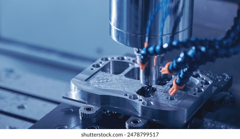 Metal machine tools industry. CNC turning milling factory processes steel turbine part process., fotografie de stoc