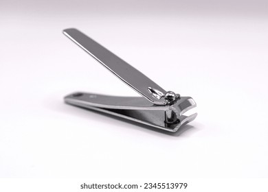 Metal nail clipper on a white background Stock-foto