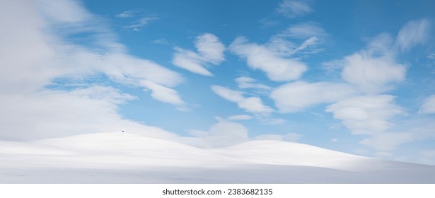 フィンランドのラップランドの雪の多い冬の風景。純粋な、手つかずの自然、ない人。の写真素材
