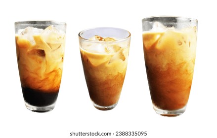 Milk coffee glass isolated with clipping path no shadow in white background, breakfast meal – Ảnh có sẵn
