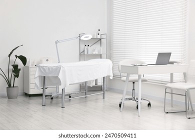 Modern interior of dermatologist's office with examination table Stockfotó