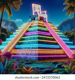 neon mayan pyramid chhair