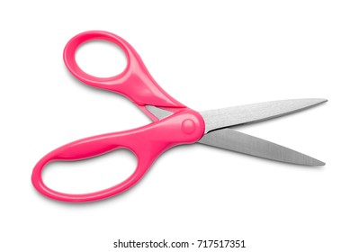 Open Pink Scissors Isolated on White Background. Stock-foto