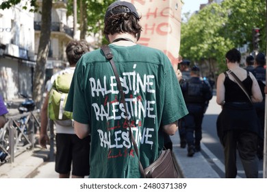 París , francia 23 de junio de 2024 : Protesta pro palestina en la calle Foto de contenido editorial de stock