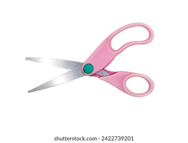 pink scissors on a white background 