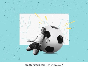  Professional german soccer player celebrates victory after scoring a goa - successful concept. Flat art design.: stockfoto