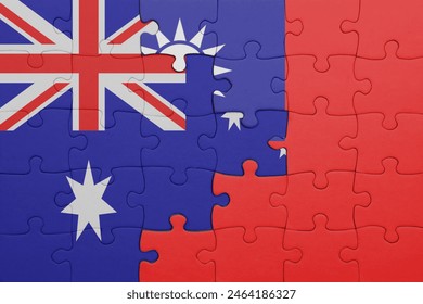 puzzle avec le drapeau national coloré de taïwan et drapeau de l'australie. concept : photo de stock