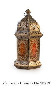 Ramadan and Eid al fitr concept Fanous, Vintage Lamp isolated on white 
 Stock Photo