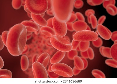 red blood cells flowing in a vessel, 3D illustration Stock fotografie