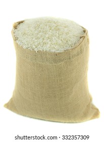 Rice sack isolated on white background Foto stock