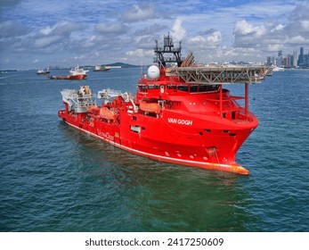 SINGAPORE - JANUARY 20, 2024: VAN GOGH is a Diving Support Vessel built in 2019 sailing under the flag of Bahamas Redakční Stock fotografie