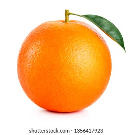 single ripe orange fruit isolated on white background 库存照片