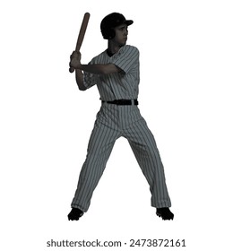 Silhouette of baseball player on white background Arkistovalokuva