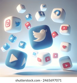 social media marshmallows, 3d rendering