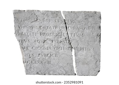 a stele from the Roman era with some inscriptions carved on a transparent background Stock fotografie