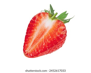 Strawberry cut in half sliced isolated on white background. 库存照片