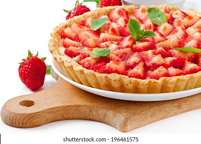 Strawberry tart with custard 库存照片
