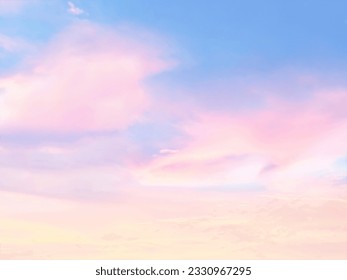 Sunset sky in the morning with sunrise and soft pink clouds with yellow tones, happy,day, back ground Stock Photo