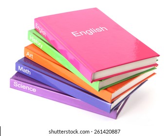 Subject books on white, - textbooks Stock Photo