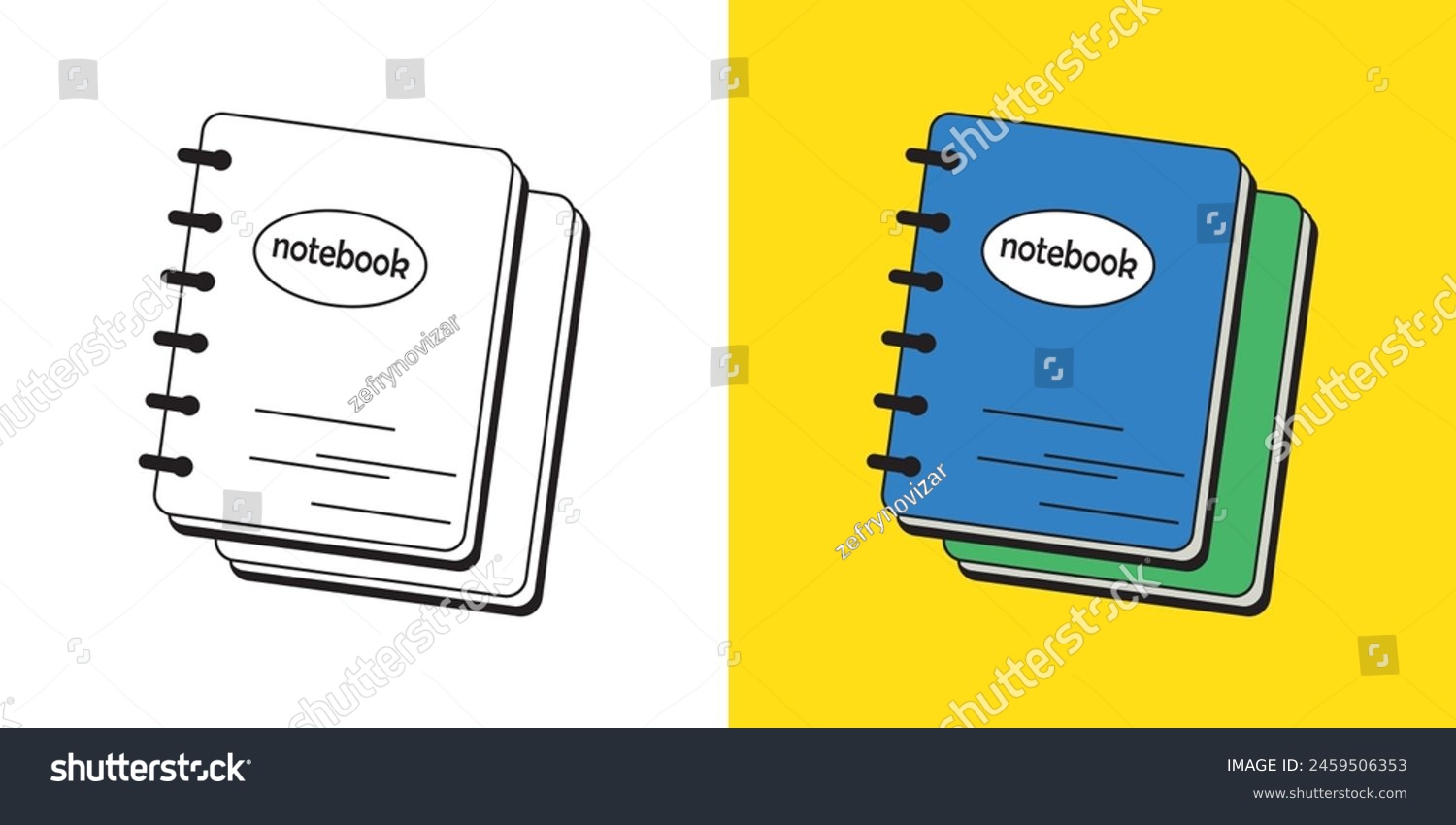 cuaderno de libros azul, libro para colorear para niños. Libro para colorear con dibujos animados lindos. Ilustración vectorial con fondo de color.