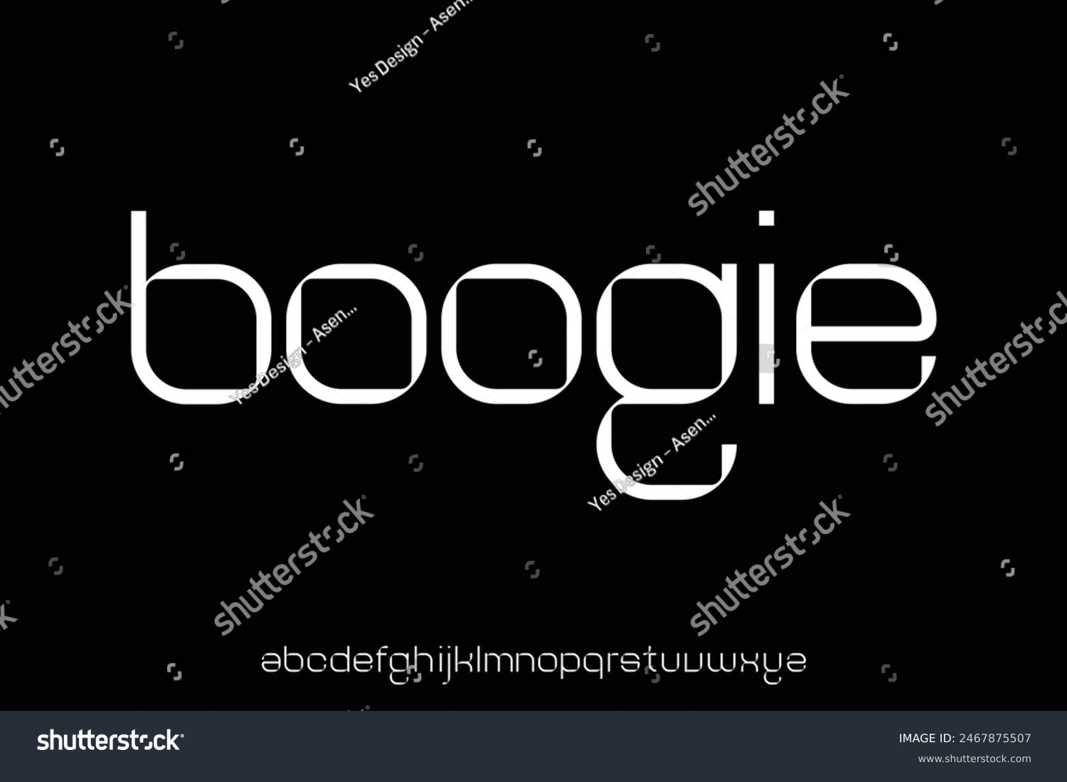 Modern decorative boogie alphabet display font vector illustration