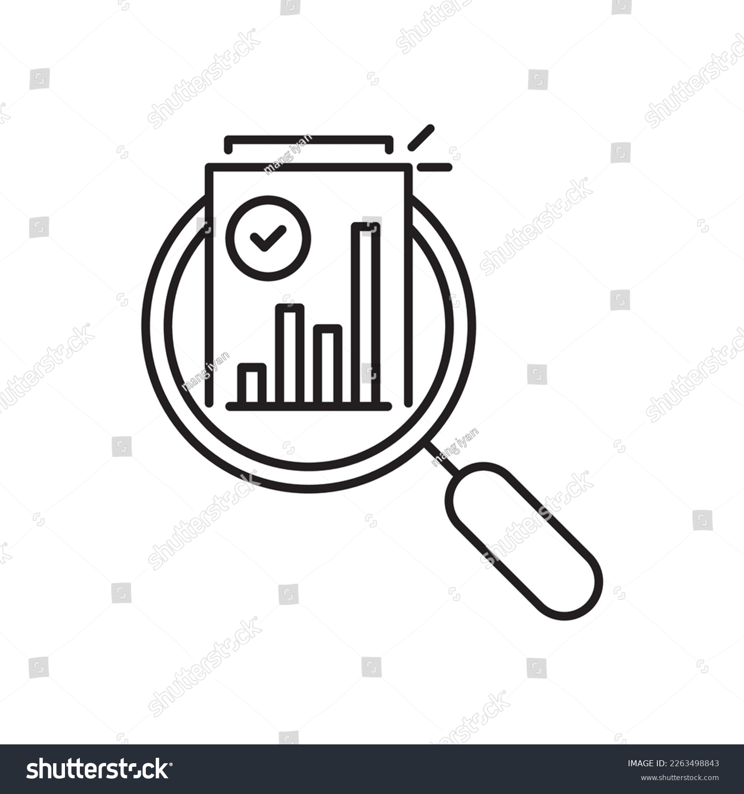 thin line magnifier like income scrutiny overview icon. flat trend lineart simple exam or profit logotype stroke art web design isolated on white. concept of inspection pictogram or survey symbol