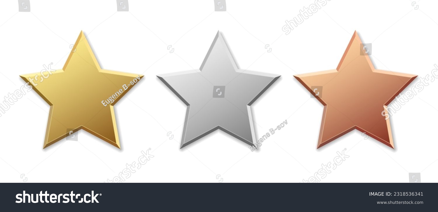 Golden silver and bronze star product rating review for apps and websites