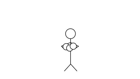 Stick figure juggling balls and moving to the side Arkivvideo
