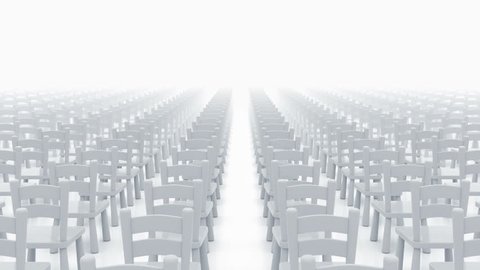 Endless rows of grey chairs. Loop ready animation of passing large number of chairs. Video stock