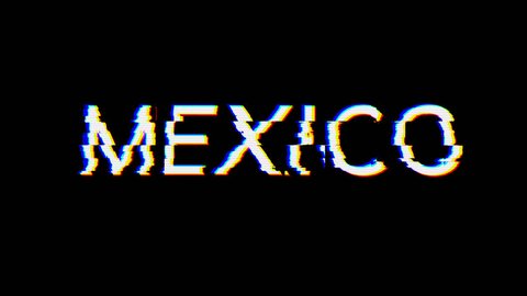 From the Glitch effect arises country name MEXICO. Then the TV turns off. Alpha channel Premultiplied - Matted with color black – Video có sẵn