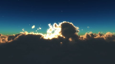 fly in clouds sunset 4k Video Stok