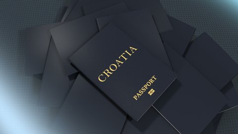 Artist rendering Croatia travel passport. Video stock