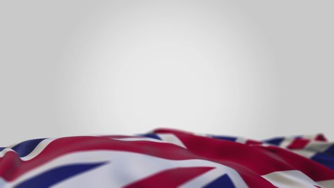Loop-able 3D British wavy flag in horizontal position on white surface Stock-video