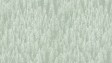 Foggy light green forest background. Sketch animation. Copy space. Forest, trees background. Video stock